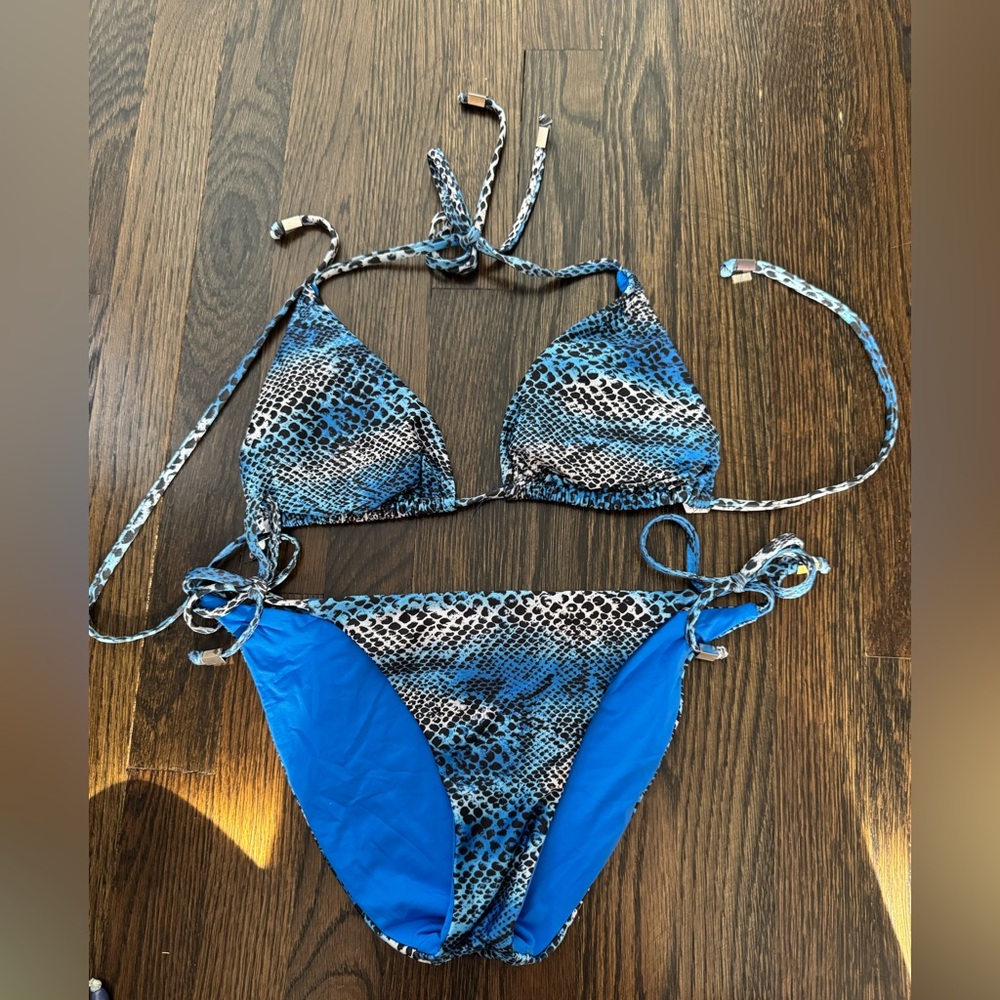 BECCA Blue and Black Snakeskin Bikini
